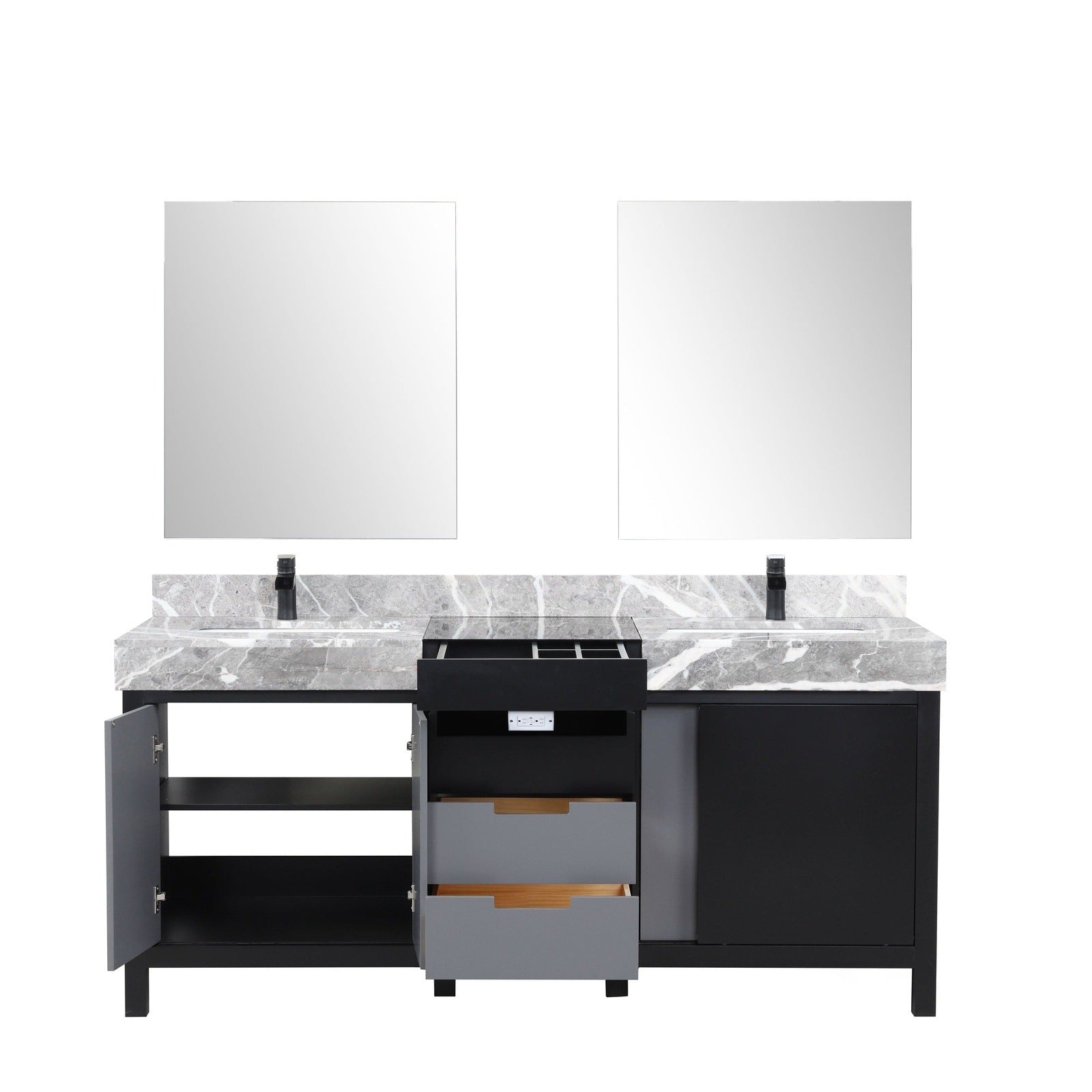 Zilara 72" Black and Grey Double Vanity - Backyard Provider