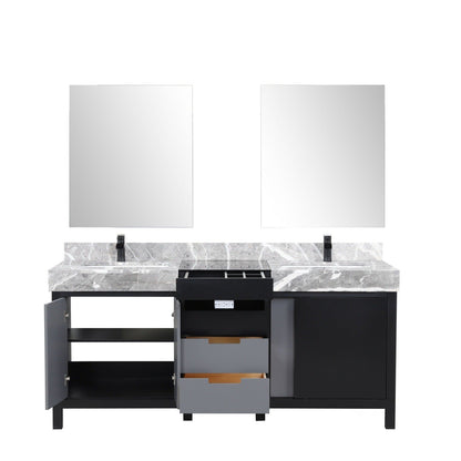 Zilara 72" Black and Grey Double Vanity - Backyard Provider