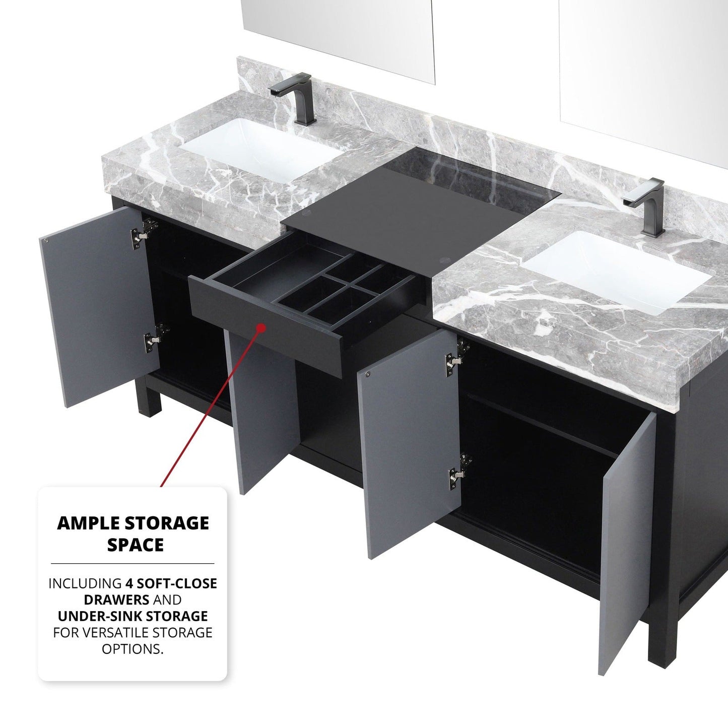Zilara 72" Black and Grey Double Vanity - Backyard Provider