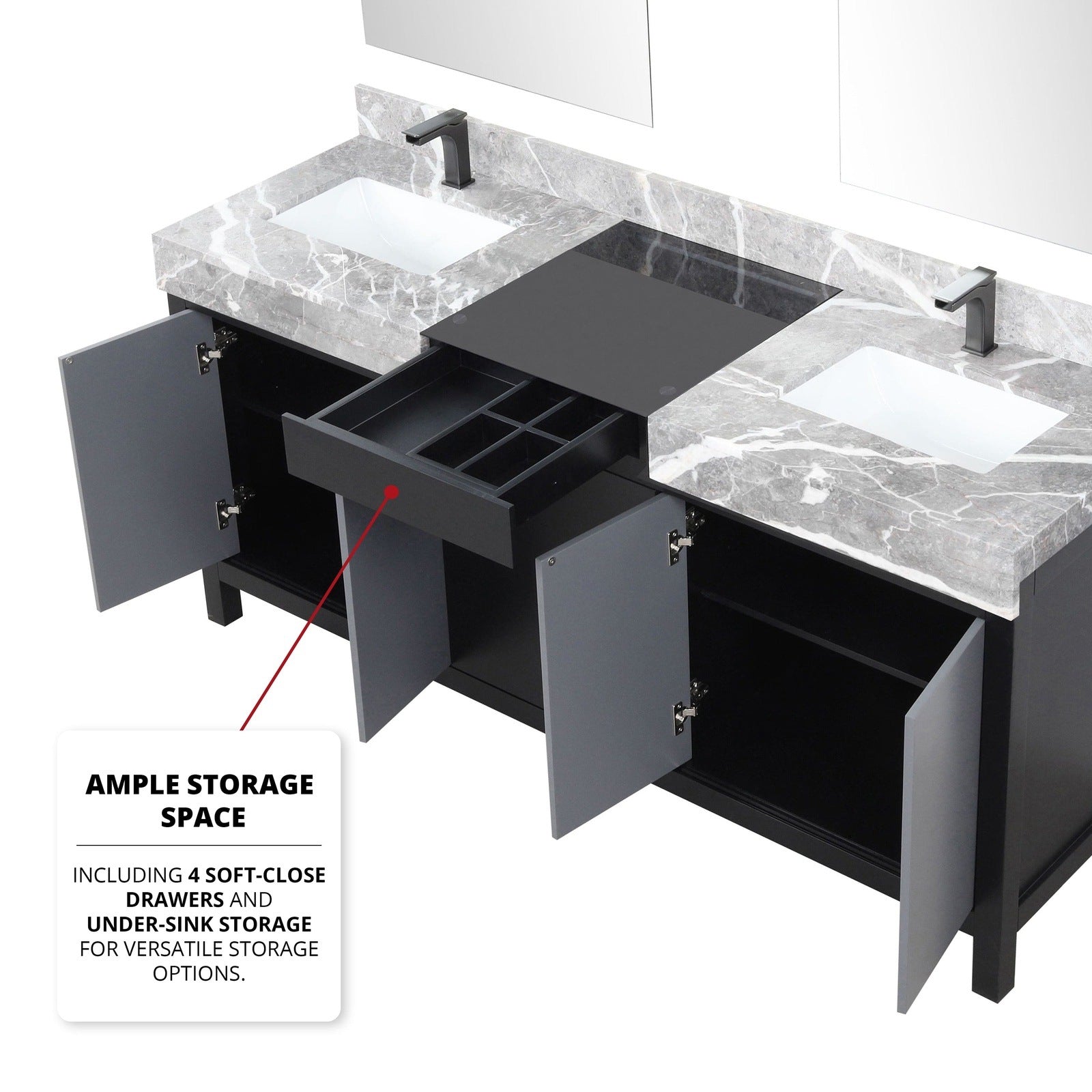 Zilara 72" Black and Grey Double Vanity - Backyard Provider