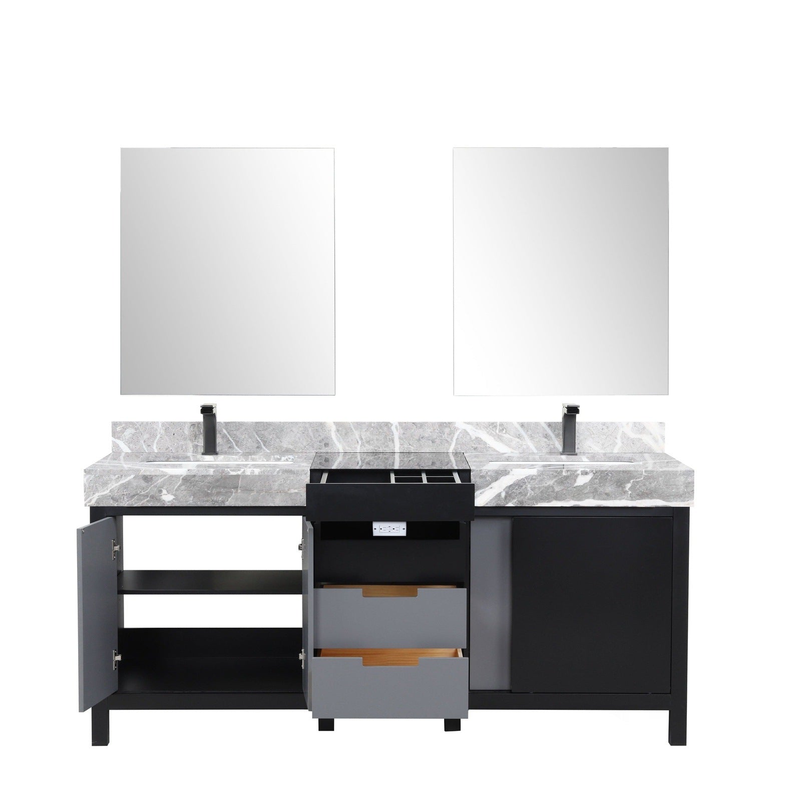 Zilara 72" Black and Grey Double Vanity - Backyard Provider