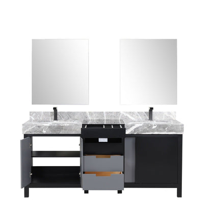 Zilara 72" Black and Grey Double Vanity - Backyard Provider