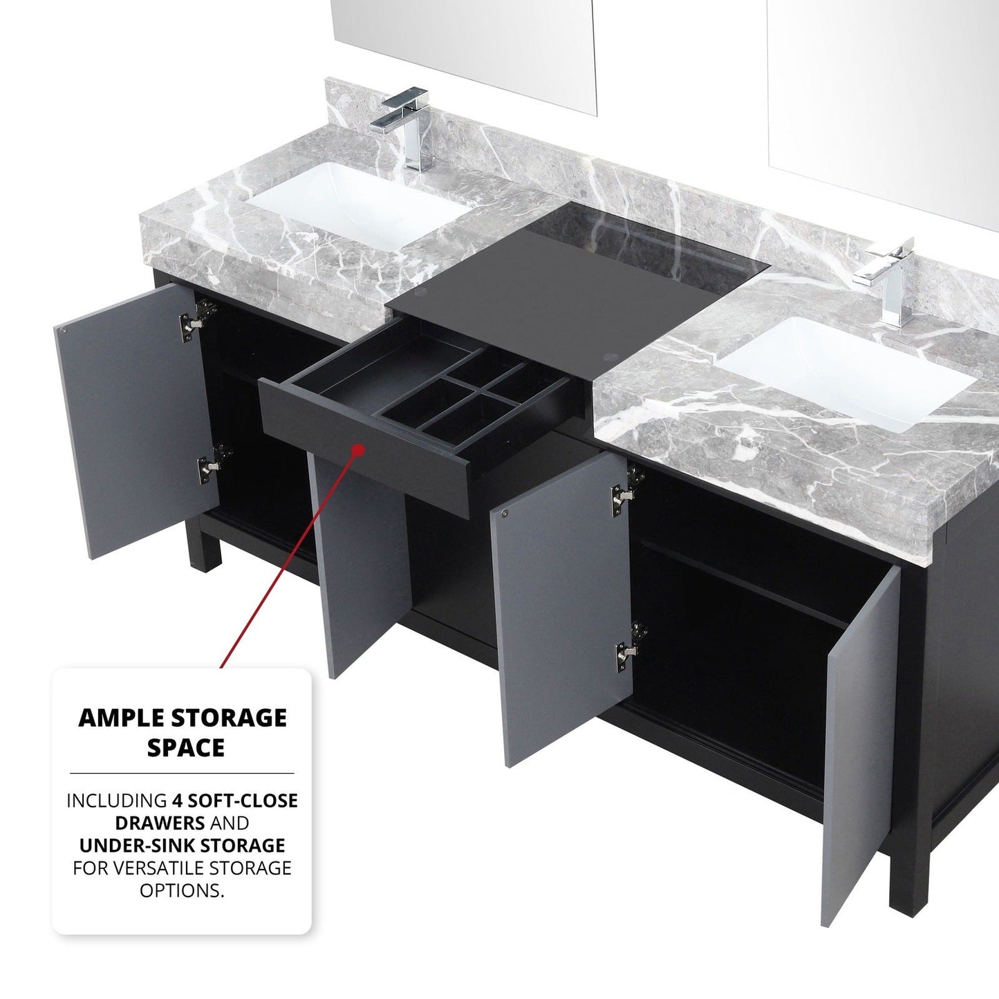 Zilara 72" Black and Grey Double Vanity - Backyard Provider