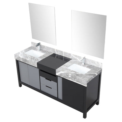 Zilara 72" Black and Grey Double Vanity - Backyard Provider
