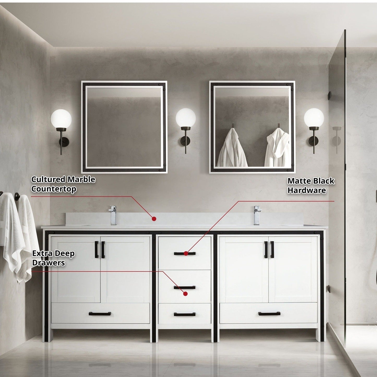 Ziva 84" x 22" Double Bath Vanity - Backyard Provider