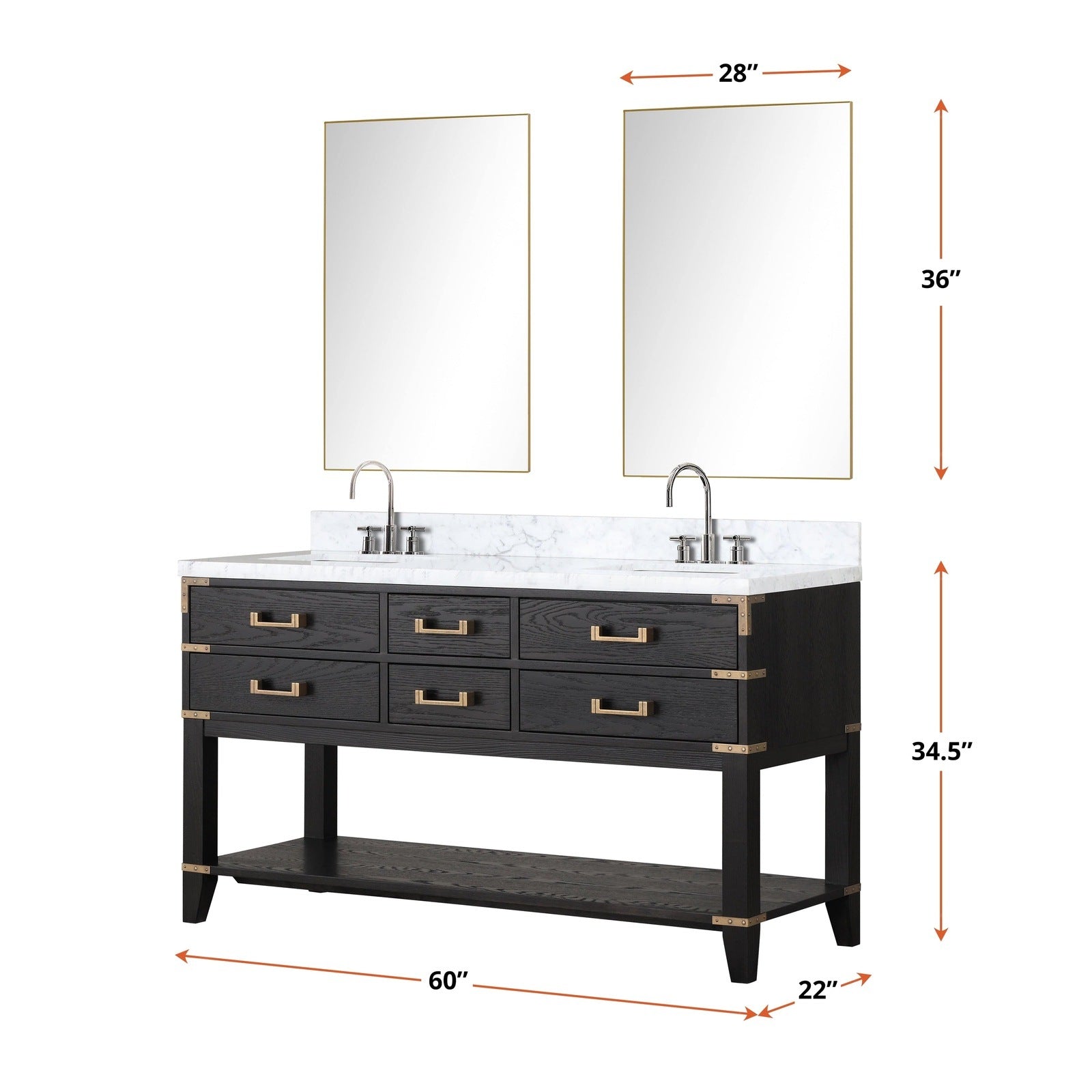 Norwalk 60" x 22" Double Bath Vanity - Backyard Provider