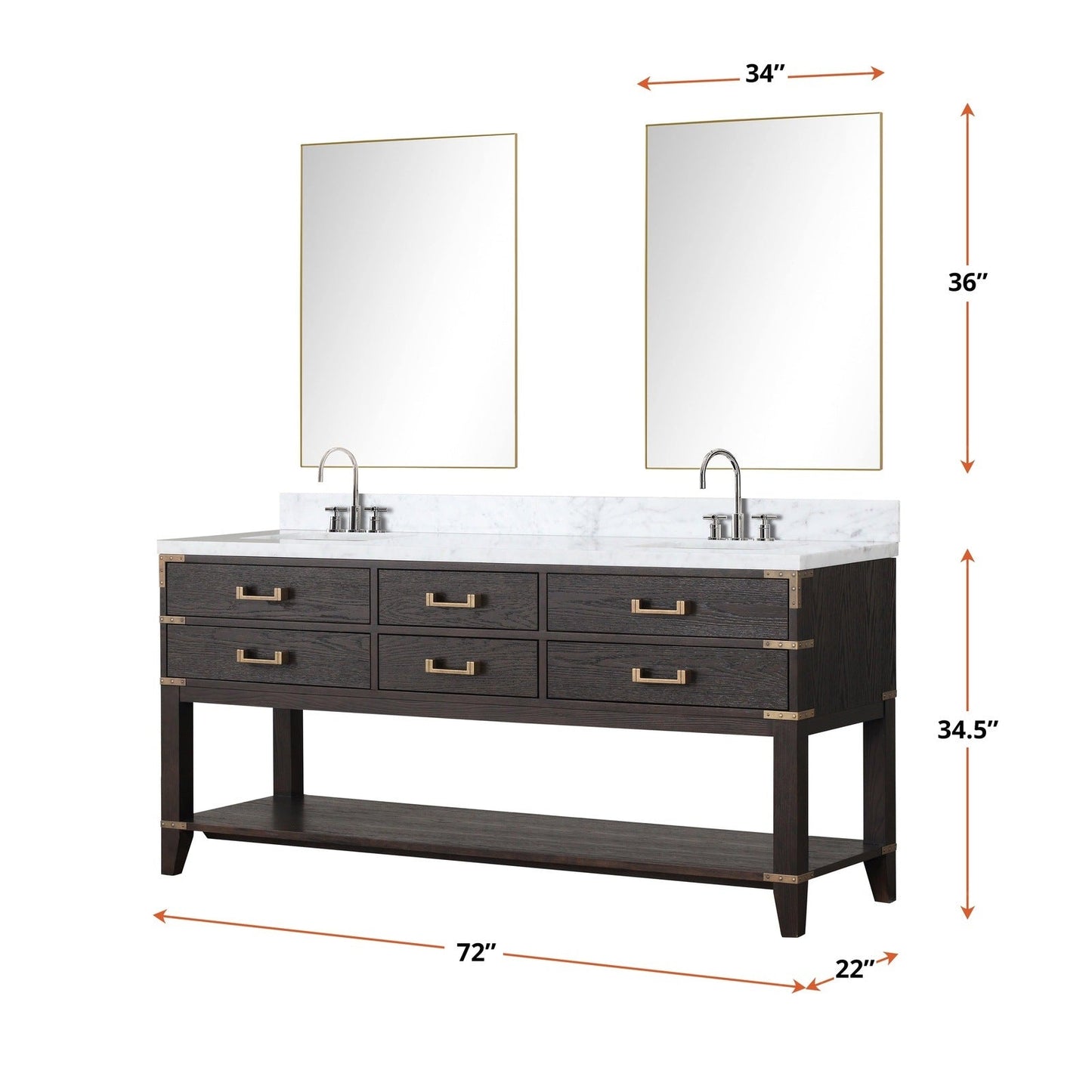 Norwalk 72" x 22" Double Bath Vanity - Backyard Provider