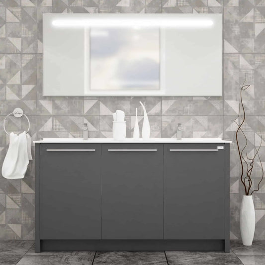 Casa Mare Benna 63" Bathroom Vanity and Double Sink Combo with LED Mirror - Benna160GG-63