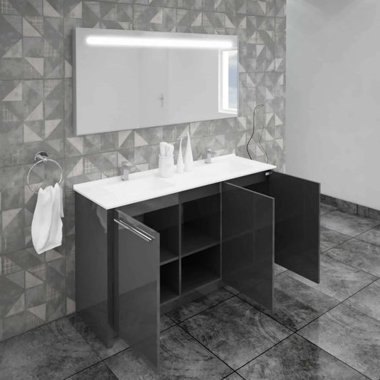 Casa Mare Benna 63" Bathroom Vanity and Double Sink Combo with LED Mirror - Benna160GG-63