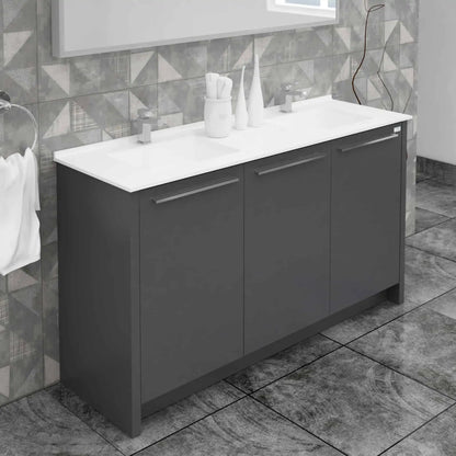 Casa Mare Benna 63" Bathroom Vanity and Double Sink Combo with LED Mirror - Benna160GG-63