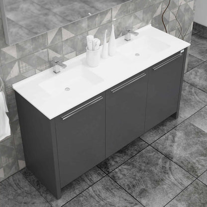 Casa Mare Benna 63" Bathroom Vanity and Double Sink Combo with LED Mirror - Benna160GG-63