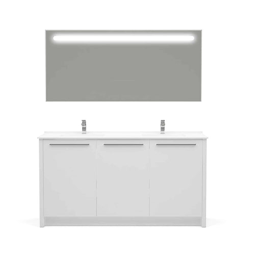 Casa Mare Benna 63" Glossy White Vanity Double Sink Combo - Benna160GW-63-S