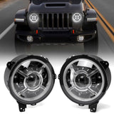 Auxbeam 9" 100W DOT LED Headlights with Halo DRL & Turn Signal, High/Low Beam for 2018-2023 Jeep Wrangler JL, Sahara, Rubicon, MOAB, Gladiator JT - QP010102