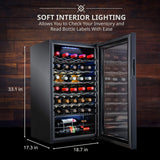 Ivation 34 Bottle Compressor Wine Refrigerator, Freestanding Wine Cooler with Lock, Black - IVFWCC341LB