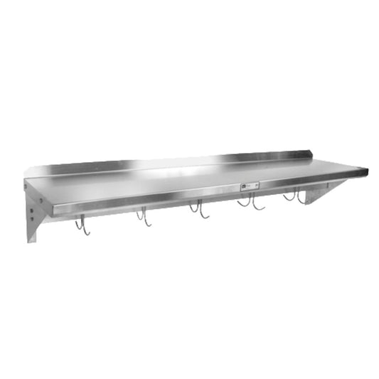 John Boos BHS1248PR Wall-Mounted Overshelf with Pot Rack - JBBHS1248PR