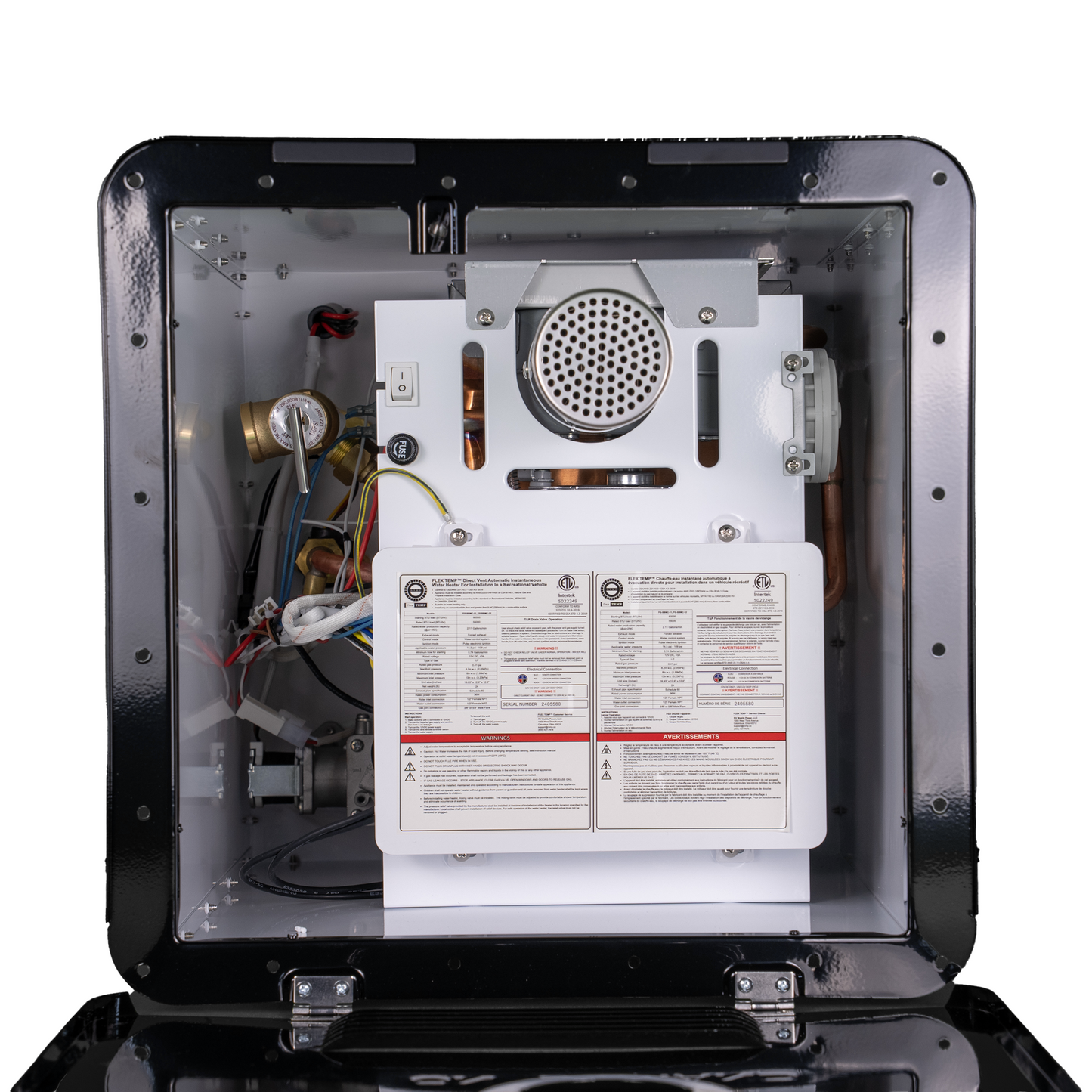 RVMP Flex Temp On-Demand Propane Tankless Water Heater for RVs  | Black Color | Anti-Freezing System | Anti-Scald System | Digital Remote | FG-SBMC-12 - 240171