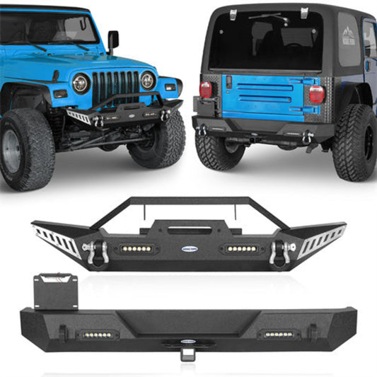 Hooke Road Stubby Front Bumper & Different Trail Rear Bumper Combo(87-06 Jeep Wrangler TJ & Wrangler YJ) - HE.1009+HE.1011