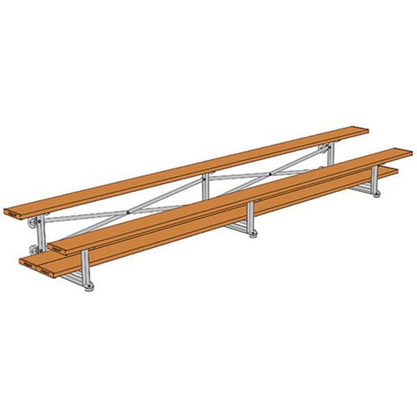 Bleacher - 15 ft. 2 Row - Double Foot Plank - Tip & Roll Powder Coated - BLDP-2TRGPC