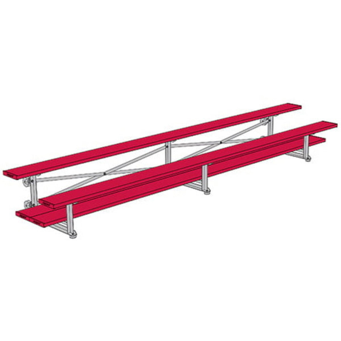 Bleacher - 15 ft. (2 Row - Double Foot Plank) - Tip & Roll (Powder Coated) - BLDP-2TRGPC