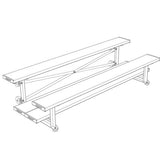 Bleacher - 7-1/2 ft. 2 Row - Double Foot Plank - Tip & Roll - 275TRG