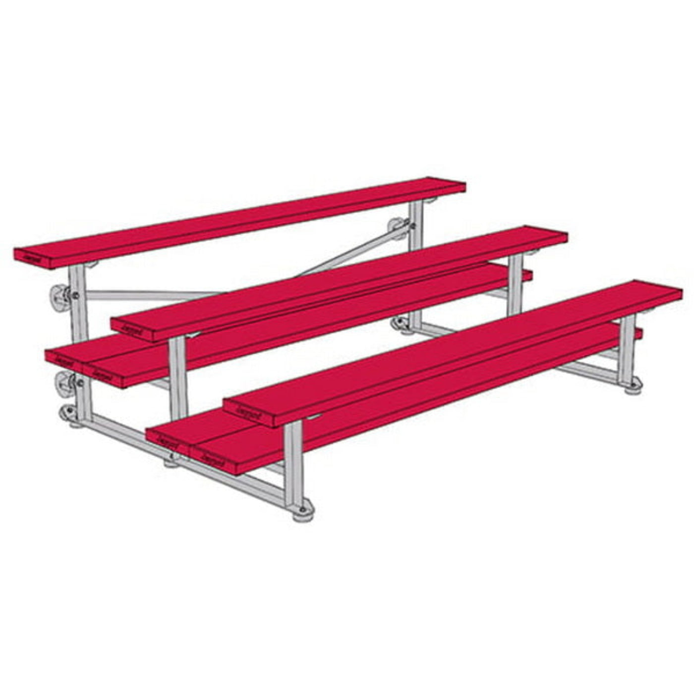 Bleacher - 7-1/2 ft. (3 Row - Double Foot Plank) - Tip & Roll - BLDP-375TRG