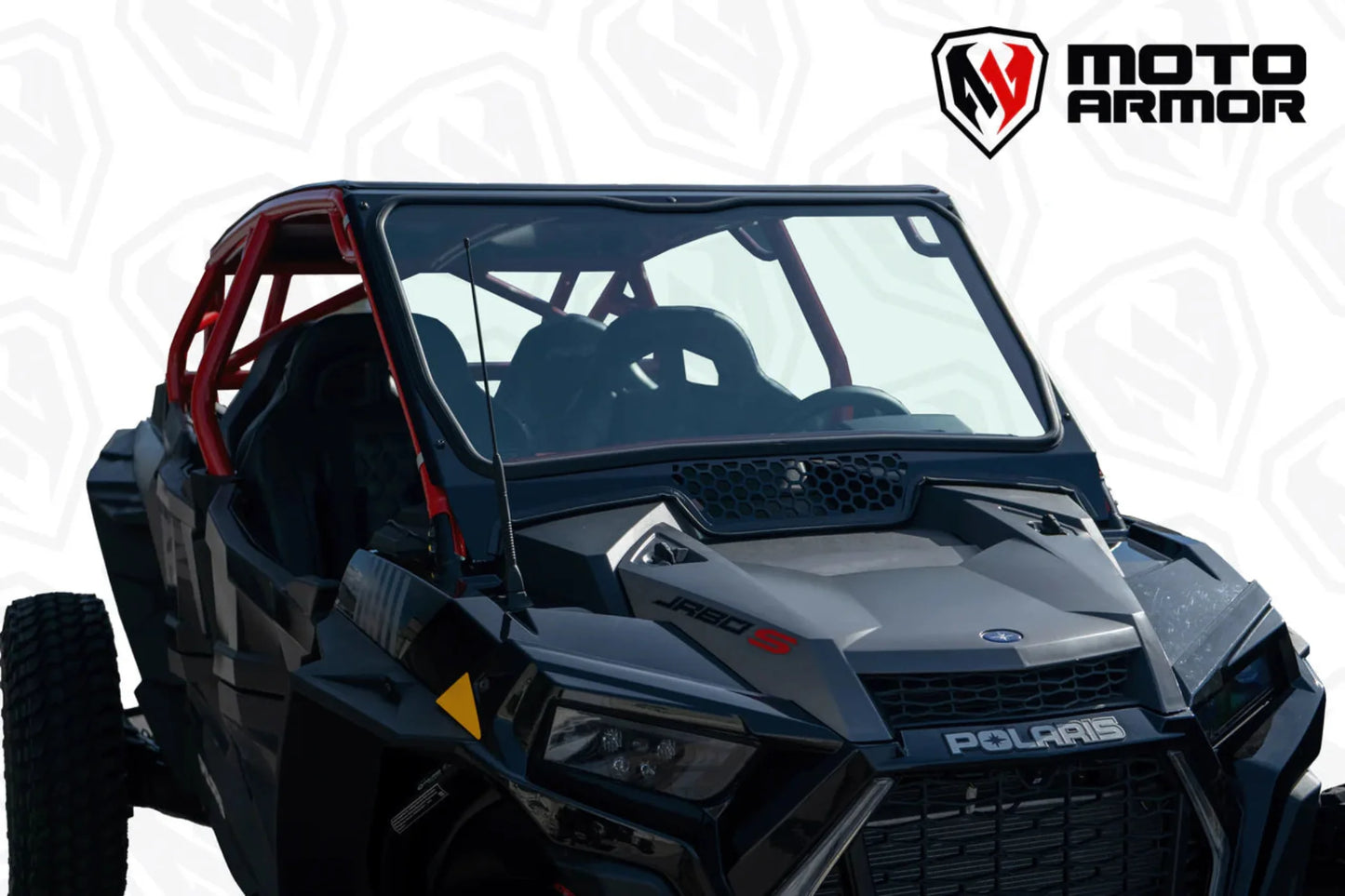 Moto Armor Polaris RZR Turbo S / XP Turbo / XP 1000 Full Glass Windshield for Voodoo Riders Cage - MA-VOODOOTURS-WS-GLS-BLK-Y