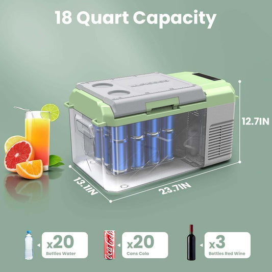 BODEGACOOLER 12 Volt Car Refrigerator 18qt Electric Cooler - X18-BK