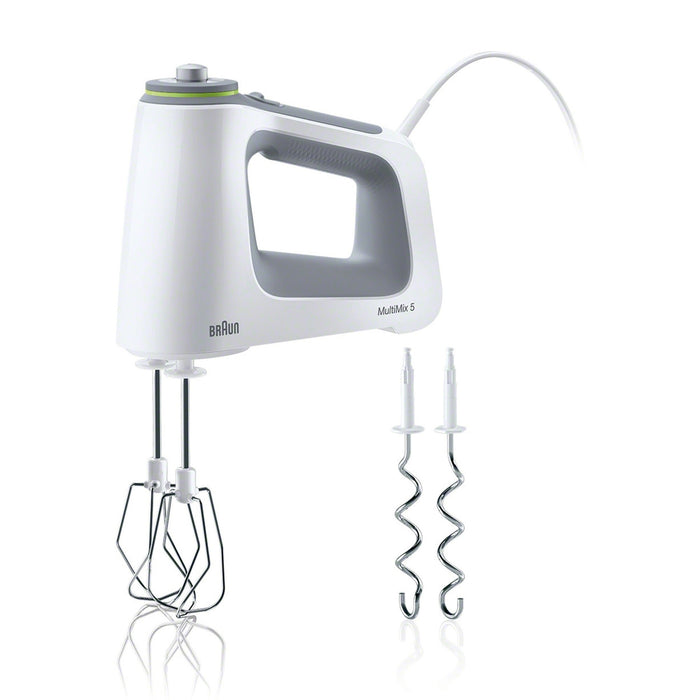 Braun Hand Mixer with Beaters, Dough Hooks, and Accessory Bag in White HM5100WH