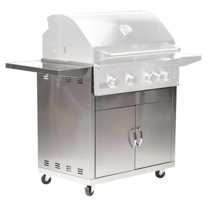 Broilmaster B-Series 32-Inch 4-Burner Premium Natural Gas Grill and Grill Cart in Stainless Steel - AP2-BSB324NLN