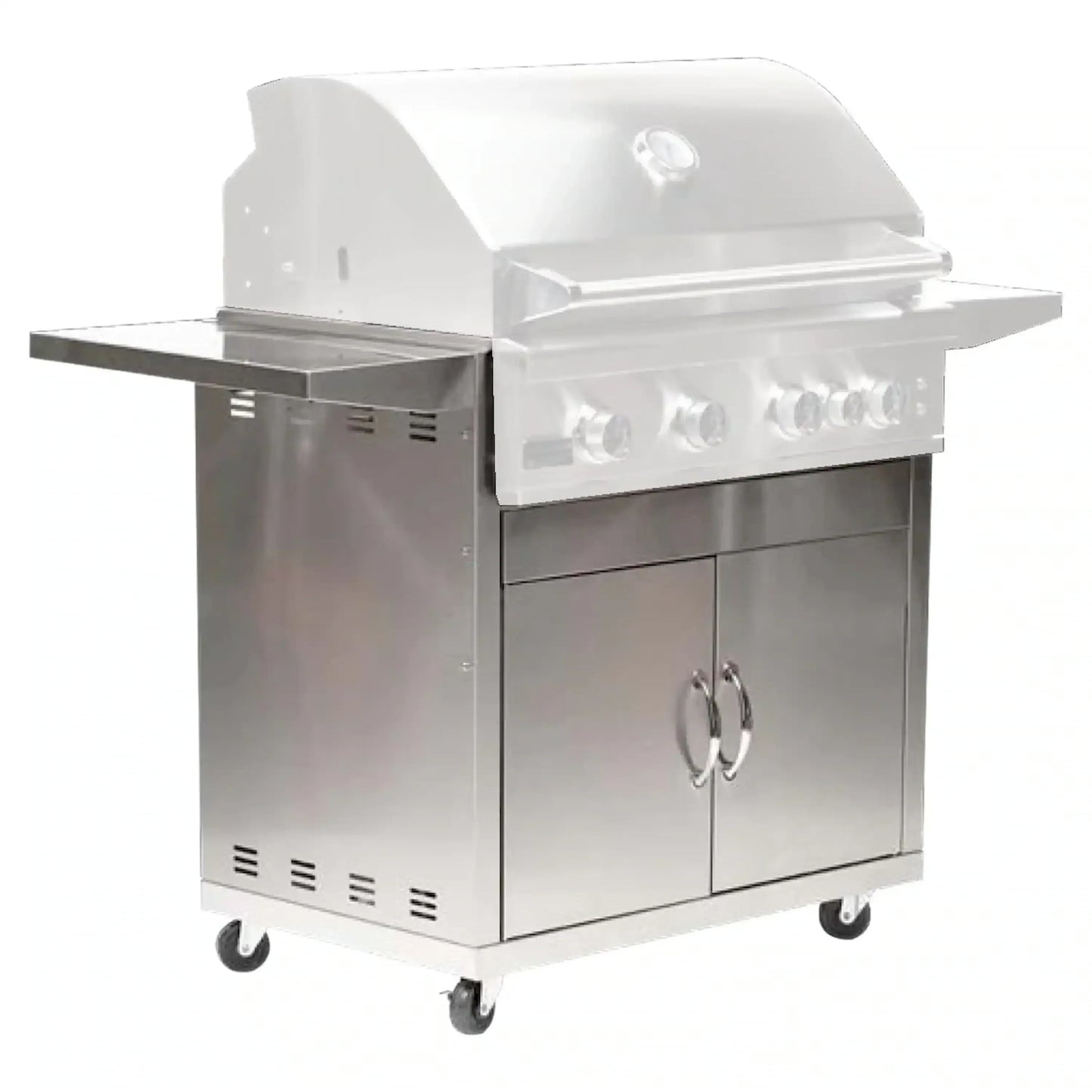 Broilmaster B-Series 32-Inch 4-Burner Marine Grade Premium Propane Gas Grill and Grill Cart in Stainless Steel - AP2-BSB324MGP