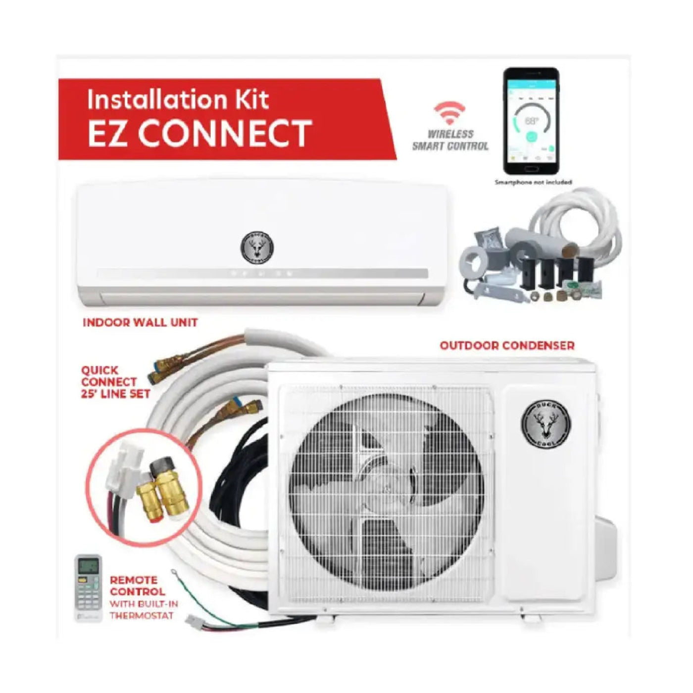 Buck Cool Mini Split EZ Connect 18K BTU Complete Installation Kit