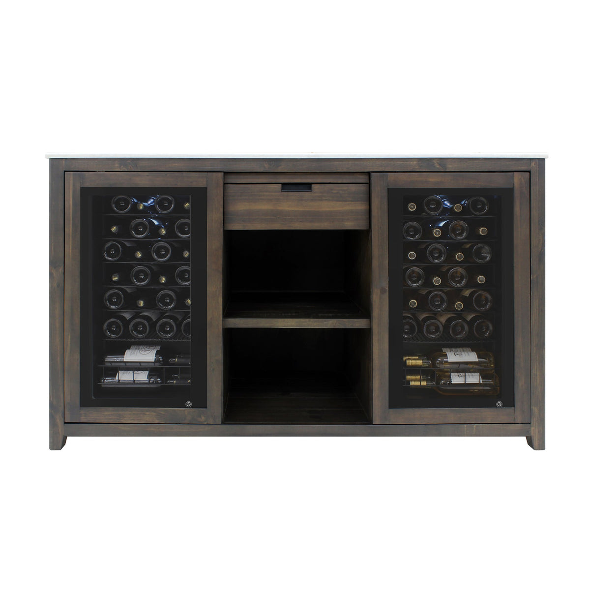 Brama by Vinotemp Wood Wine Credenza, in Brown Mahogany - VT-CREDMOD-BR-W