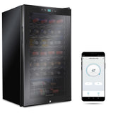 Ivation 34 Bottle Freestanding Wine Refrigerator, Wine Fridge with Wi-Fi Smart App Control, Black - IVFWCC341LBW