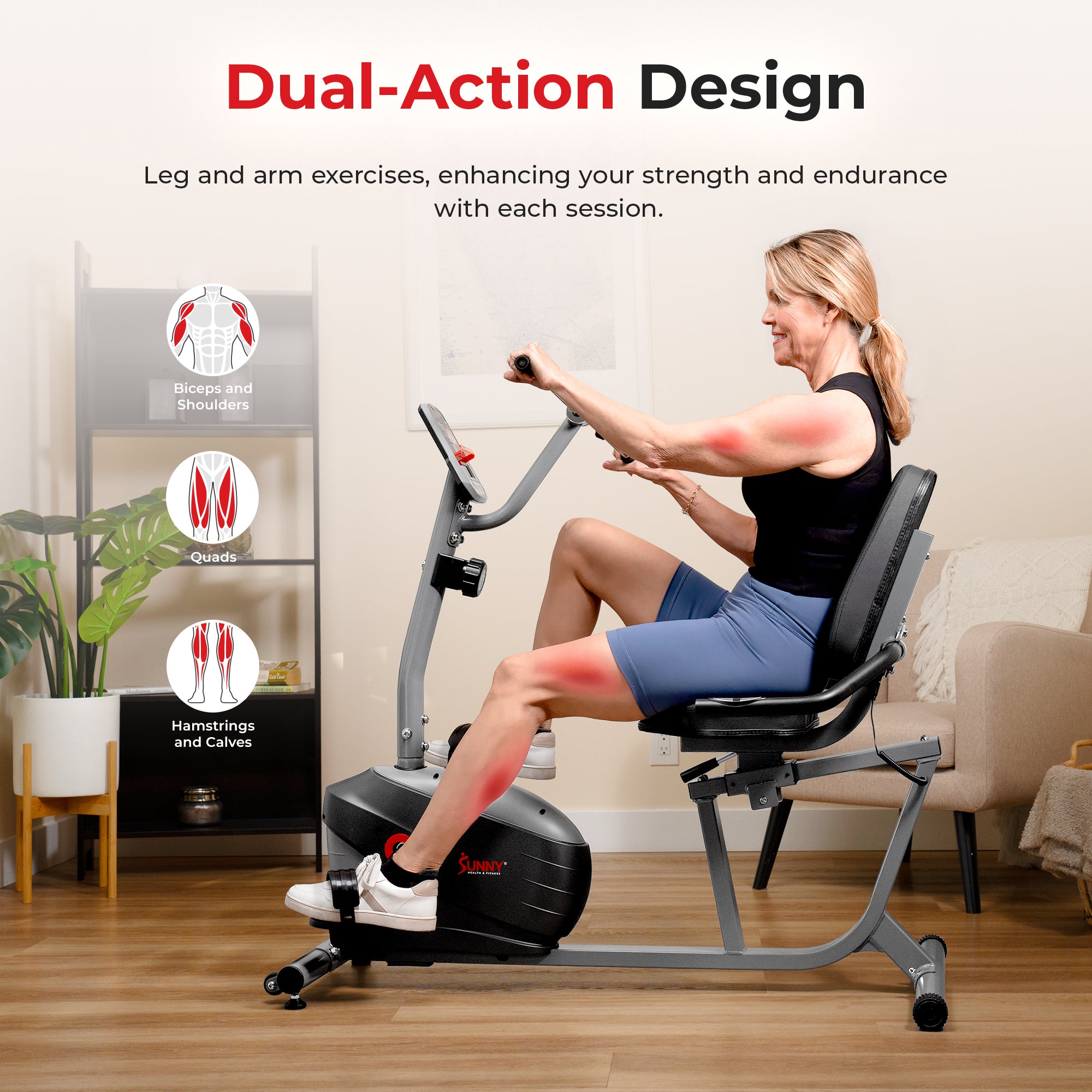 Sunny Health & Fitness Premium Magnetic Resistance Smart Recumbent Bike with Exclusive SunnyFit App Enhanced Bluetooth Connectivity