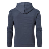 Dusty-Blue Drawstring Mens Long Sleeve Hooded Sweatshirt