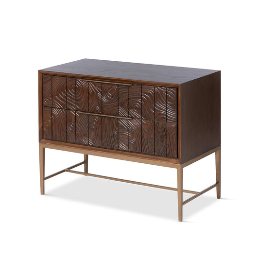 Park Hill Collection Addison Faux Bois 2-Drawer Chest in Walnut with Antique Brass Hardware - Stylish Storage Solution - EFC26059