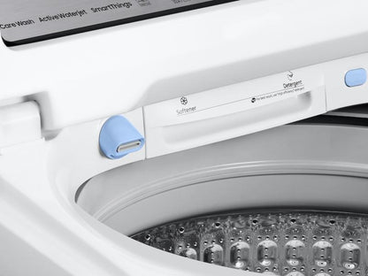 SAMSUNG 5.4 cu. ft. Smart Top Load Washer with Pet Care Solution and Super Speed Wash in White - WA54CG7150AW-KT