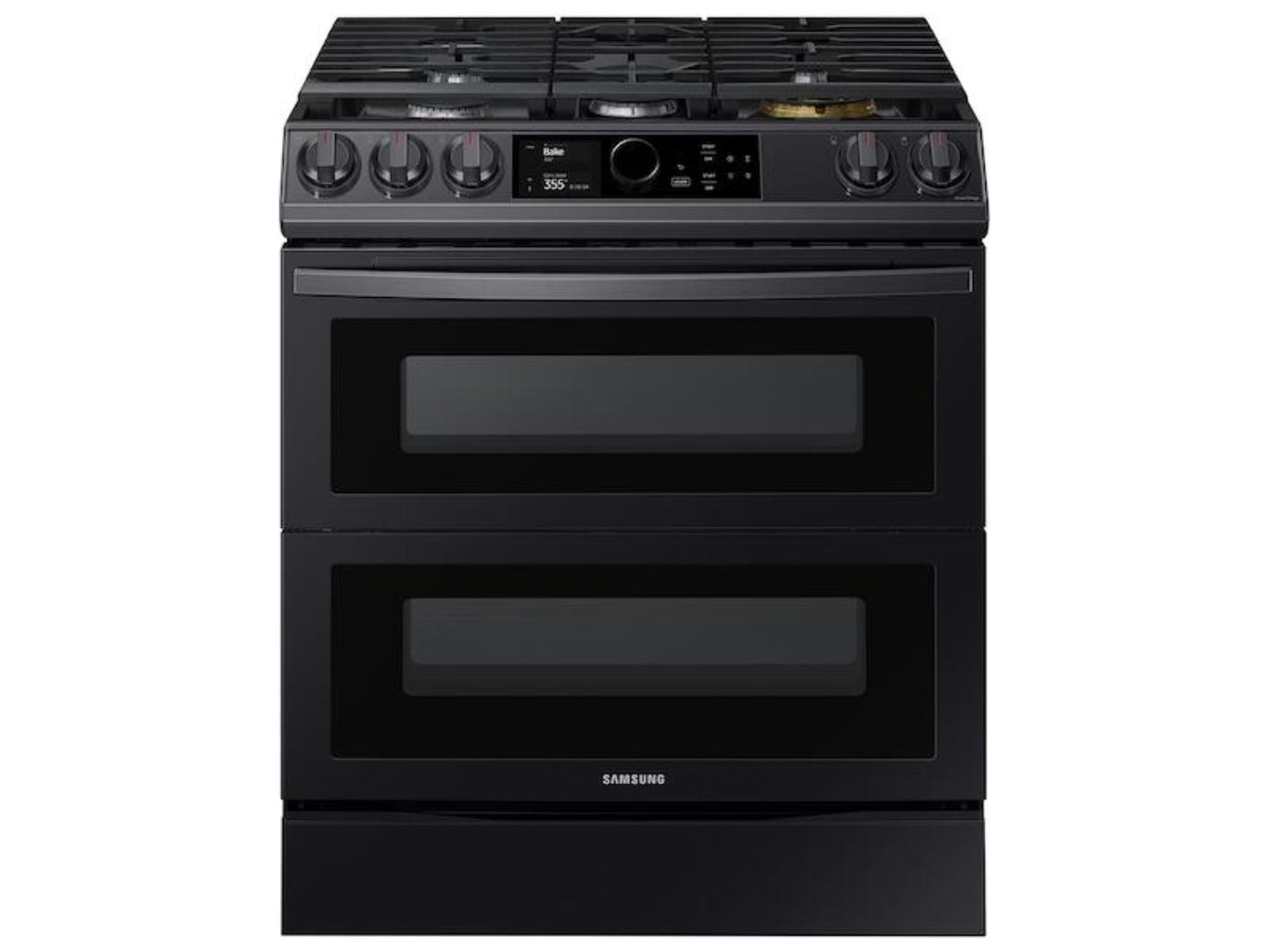 SAMSUNG 6.3 cu ft. Smart Slide-in Gas Range with Flex Duo™, Smart Dial & Air Fry in Black Stainless Steel - NY63T8751SG-KT