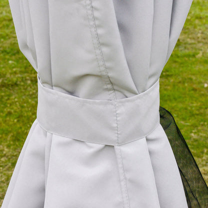 Outsunny 10' x 13' Patio Gazebo with Aluminum Frame, Double Roof, Netting & Light Gray Curtains - 84C-101