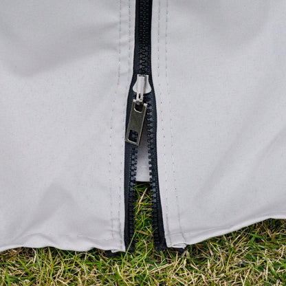 Outsunny 10' x 13' Patio Gazebo with Aluminum Frame, Double Roof, Netting & Light Gray Curtains - 84C-101