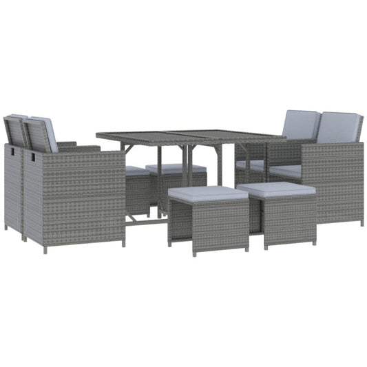 Outsunny 9 Piece Outdoor Rattan Wicker Dining Table and Chairs Furniture Set - 861-011GY