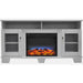 Cambridge Savona 59 In. Electric Fireplace in White with Entertainment Stand and Multi-Color LED Flame Display