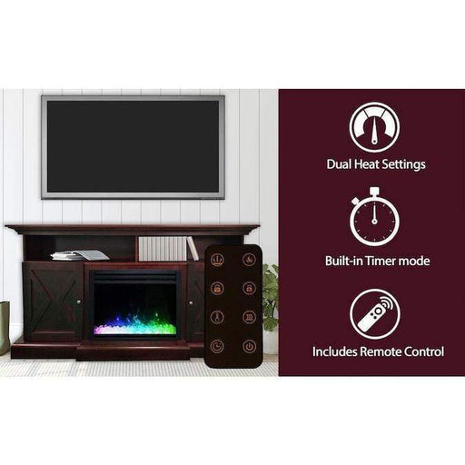 Cambridge 62-in. Summit Farmhouse Style Electric Fireplace Mantel with Deep Crystal Insert, Mahogany _ CAM6215-1MAHCRS