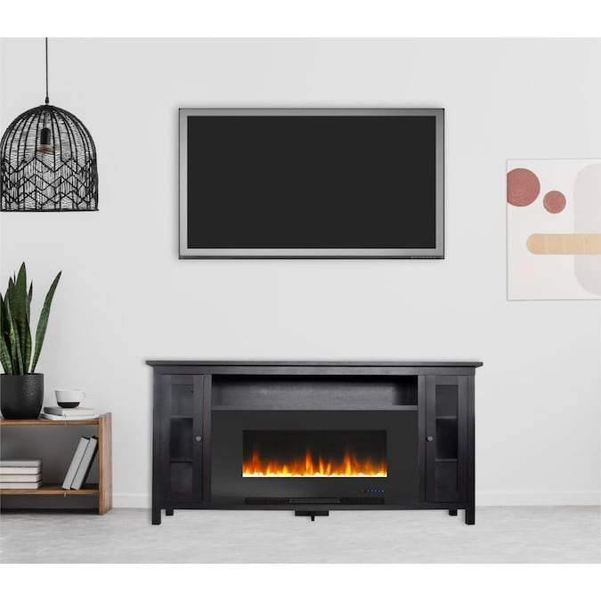 Cambridge Somerset 70-In. Black Electric Fireplace TV Stand with Multi-Color LED Flames, Crystal Rock Display, and Remote Control _ CAM6938-1COF