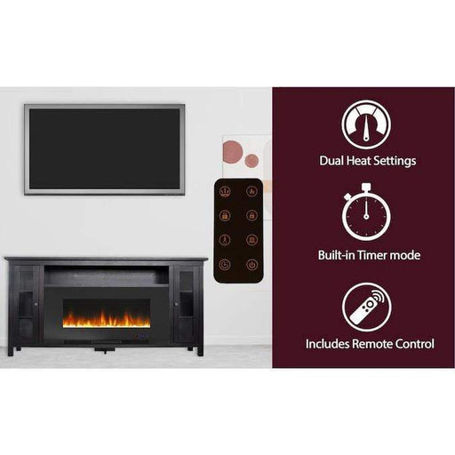 Cambridge Somerset 70-In. Black Electric Fireplace TV Stand with Multi-Color LED Flames, Crystal Rock Display, and Remote Control _ CAM6938-1COF