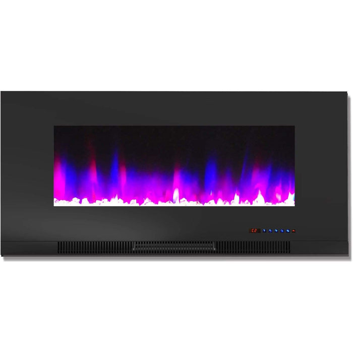 Cambridge Somerset 70-In. Black Electric Fireplace TV Stand with Multi-Color LED Flames, Crystal Rock Display, and Remote Control _ CAM6938-1COF