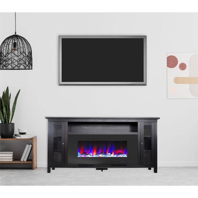 Cambridge Somerset 70-In. Electric Fireplace TV Stand with Multi-Color LED Flames, Driftwood Log Display, and Remote Control _ CAM6938-2MAH