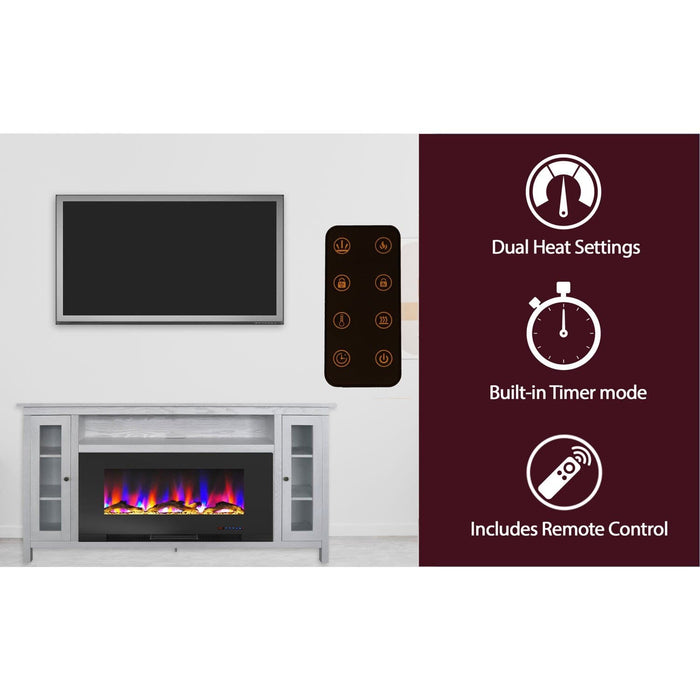 Cambridge Somerset 70-In. Electric Fireplace TV Stand with Multi-Color LED Flames, Driftwood Log Display, and Remote Control _ CAM6938-2MAH