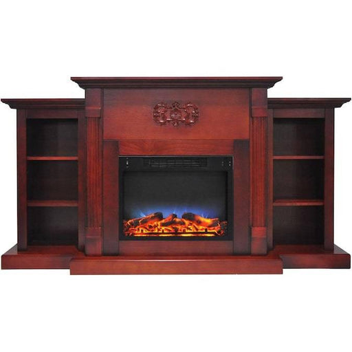 Cambridge Sanoma 72 In. Electric Fireplace in Cherry with Bookshelves and a Multi-Color LED Flame Display _ CAM7233-1CHRLED