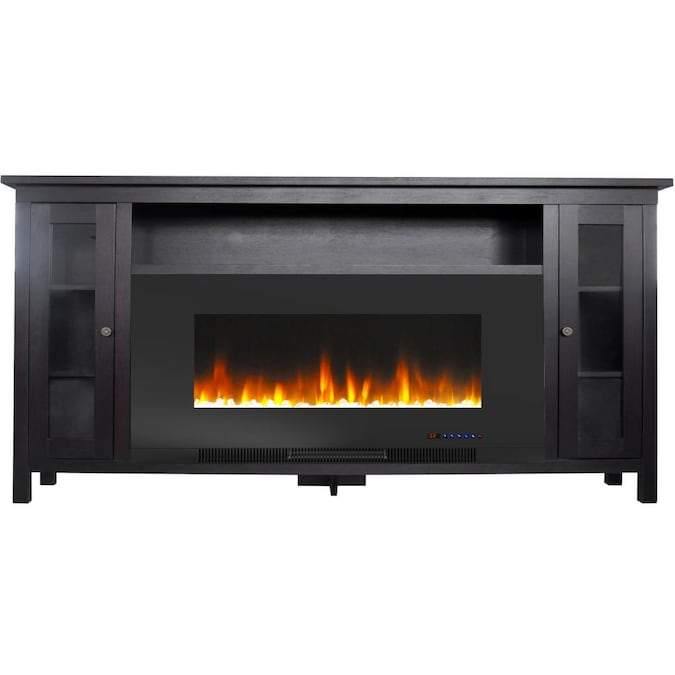 Cambridge Somerset 70-In. Black Electric Fireplace TV Stand with Multi-Color LED Flames, Crystal Rock Display, and Remote Control _ CAM6938-1COF